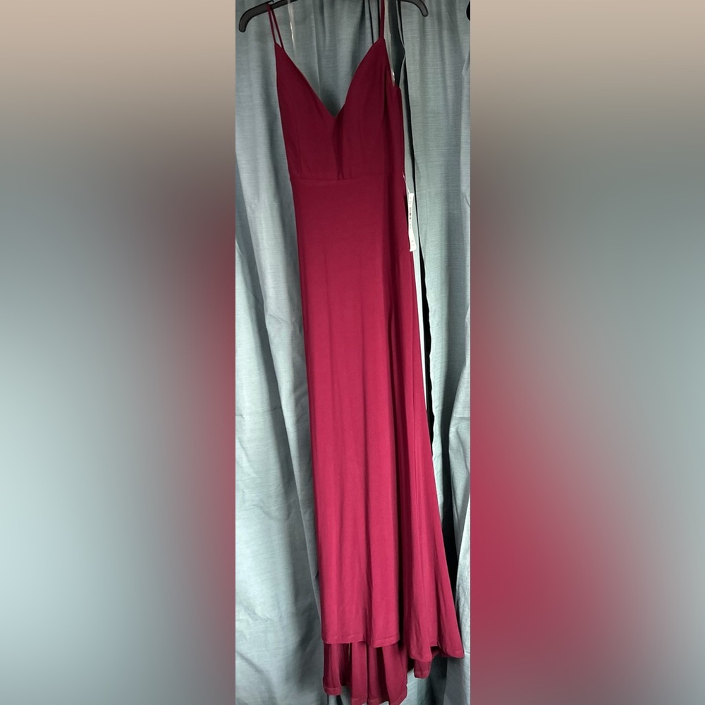 Elegant Burgundy Wine V-Neck Spaghetti Strap Maxi Dress